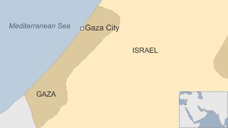 Map showing the Gaza Strip