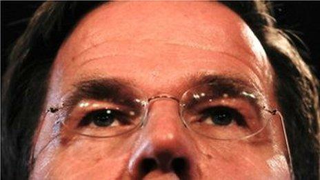 Mr Rutte's eyes, extreme close-up.