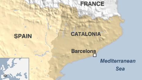 Map of Catalonia in Spain