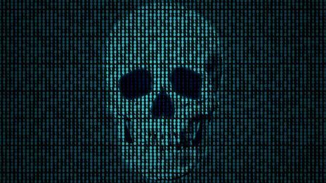 skull in binary code