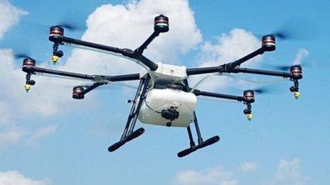 DJI crop spraying drone