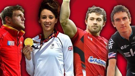 Sports Personality Wales winners Dan Biggar, Jade Jones, Leigh Halfpenny and Geraint Thomas