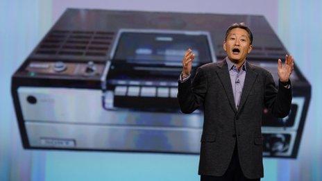 Sony president with Betamax picture