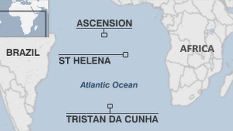 Map of Ascension, St Helena and Tristan Da Cuhna