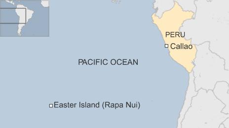 Map of Peru and Easter Island