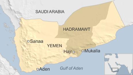 Map of Yemen showing location of Hajr