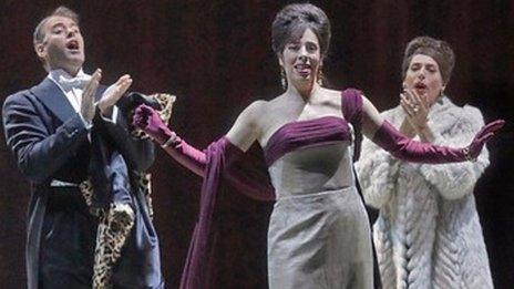 Audrey Luna on stage at the New York Met, singing the role of Leticia in The Exterminating Angel