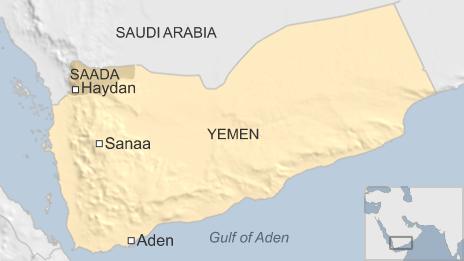 Map of Yemen showing location of Haydan