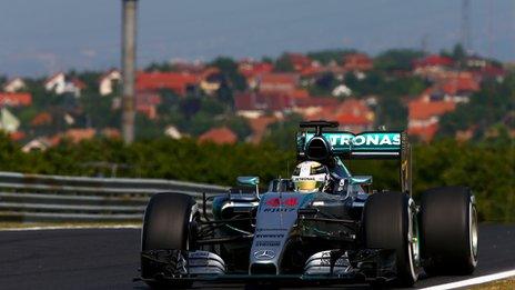 Lewis Hamilton in action during the first practice session at the Hungarian GP