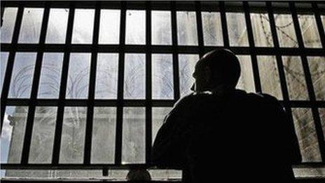 Man looking out of prison