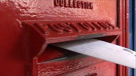 Letter being put into post box