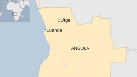 Map showing the city of Uige, Angola