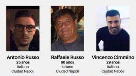 Missing poster for the three Italian men