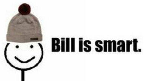 A stick man called Bill wearing a hat