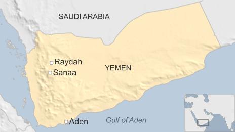 Map of Yemen showing location of Raydah