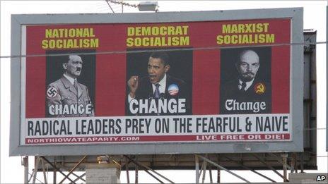 Billboard linking Obama to Hitler and Lenin