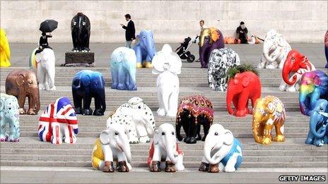 Model elephants in London