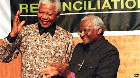 Nelson Mandela and Desmond Tutu photographed on 29 October 1998