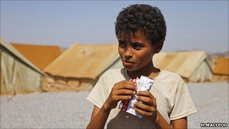 Boy in Mazrak IDP camp in north-west Yemen (Copyright: Hugh Macleod)