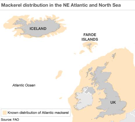 Map of mackerel distribution