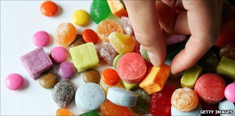 Multi-coloured sweets