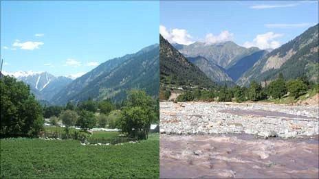 Before and after flood shot of a Swat valley, August 2010, Photo: Huma Beg