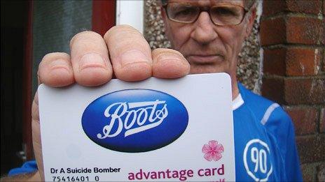 Andrew Adams with his Boots Advantage Card