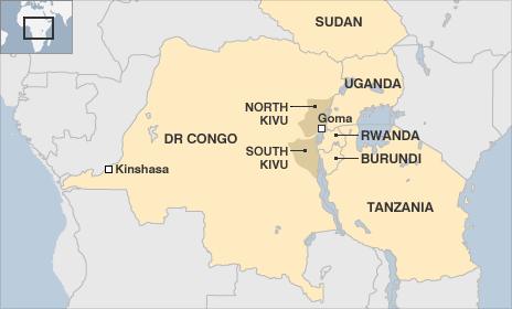 Map of DR Congo and its neighbours