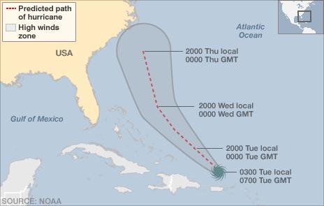 Hurricane Earl gains strength in eastern Caribbean - BBC News