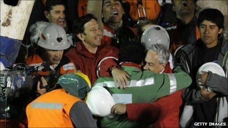 Scene of celebration as the last of the Chilean miner is rescued