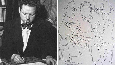 Dylan Thomas and one of Dodie Masterman's sketches