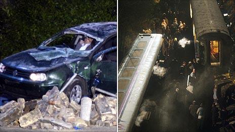 Vehicle crash and rail crash