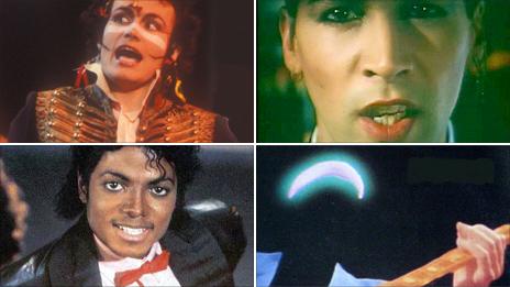 Clockwise from top left: Adam Ant, Phil Oakey, Mark Knopfler and Michael Jackson