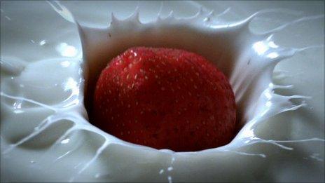 Strawberry in yoghurt
