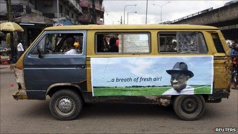 An election poster of President Goodluck Jonathan