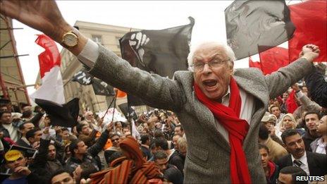 George Ishak, founder of Kefaya, at a protest in Cairo, 12 December