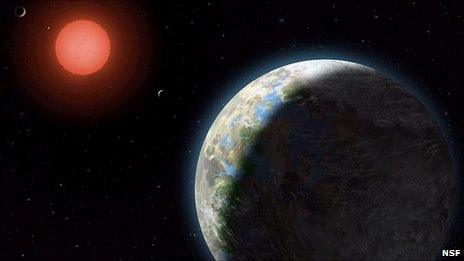An artist's impression of Gliese 581g and its parent star (NSF)