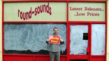Writer Graham Jones outside a closed down record shop