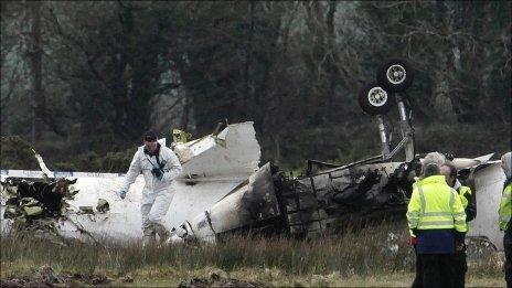 Wreckage of aircraft