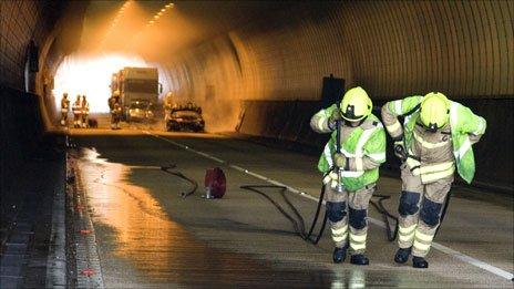Fire crew after Brynglas tunnel fire Pic: South Wales Fire Service