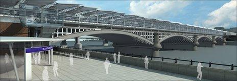 CGI image of the new Blackfriars station when complete