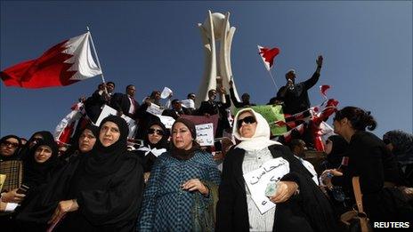 Protesters in Manama's Pearl Square, Bahrain - 20 February 2011