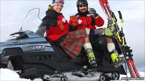 Ski patrollers Kerr McWilliam and Eric Pirie