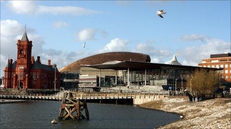 Welsh assembly building in Cardiff Bay