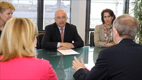 EU Competition Commissioner Joaquin Almunia (centre) meeting corporate managers (archive pic, source: EU)