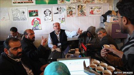 Members of the Interim Transitional National Council in Benghazi, Libya