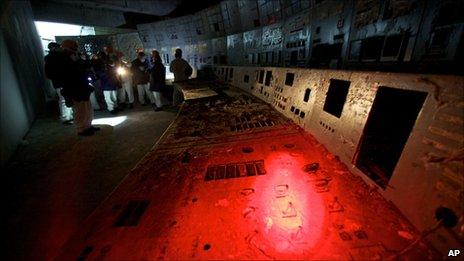 Remains of the control room for Reactor 4 at Chernobyl nuclear power plant in Ukraine, 24 Feb, 2011