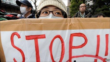 Anti-nuclear power protesters in Japan