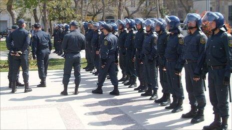 Riot police in Baku