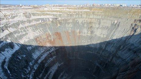Disused diamond mine at Mirny